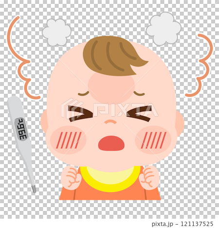 發燒疼痛的嬰兒的插圖 121137525