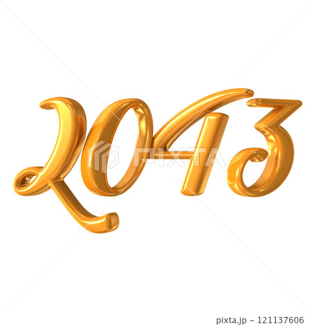 Number 2043 Gold 3D Render 121137606