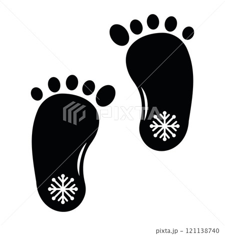 A footprint with a snowflake image A footprint with a snowflake image 121138740