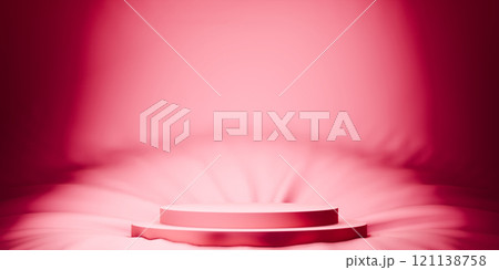 Dark red style. Fashion product background, stand product podium display with blank backdrops. 121138758