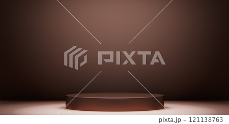 mocha tone Fashion product background stand podium display with blank backdrops. 121138763