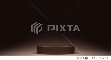 mocha tone Fashion product background stand podium display with blank backdrops. 121138764
