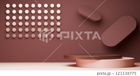 mocha tone Fashion product background stand podium display with blank backdrops. 121138775