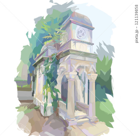 Peaceful crypt in an ancient cemetery on a sunny day Peaceful crypt in an ancient cemetery on a sunny day 121139858