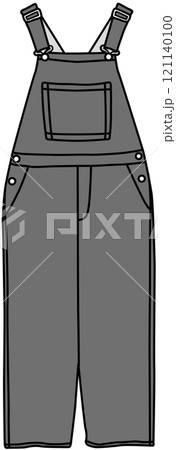 洋服　ファッション　モノクロ　イラスト　オーバーオール 121140100