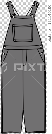 洋服　ファッション　モノクロ　イラスト　オーバーオール 121140100