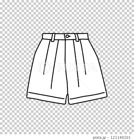 洋服　ファッション　モノクロ　イラスト　ショートパンツ 121140101