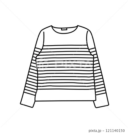 洋服　ファッション　モノクロ　イラスト　ボーダーTシャツ 121140150