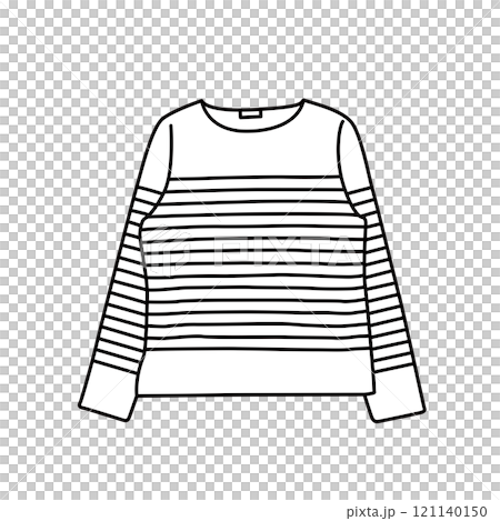 洋服　ファッション　モノクロ　イラスト　ボーダーTシャツ 121140150