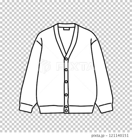 洋服　ファッション　モノクロ　イラスト　カーディガン 121140151