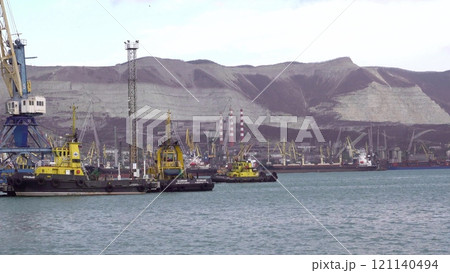 Novorossiysk, Russia 08.18.2023 Port cranes,Black Sea port Krasnodar Territory Novorossiysk 121140494