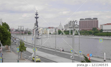 MOSCOW, RUSSIA - MAY 22, 2022: Monument to emperor Peter the Great, Moscow, Russia MOSCOW, RUSSIA - MAY 22, 2022: Monument to emperor Peter the Great, Moscow, Russia 121140535