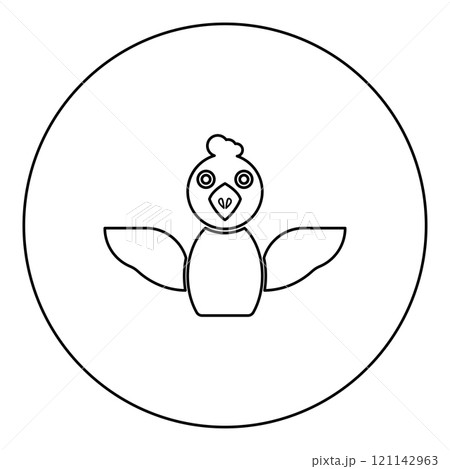 Cockerel chick bird young poultry concept icon in circle round black color vector illustration image outline contour line thin style 121142963
