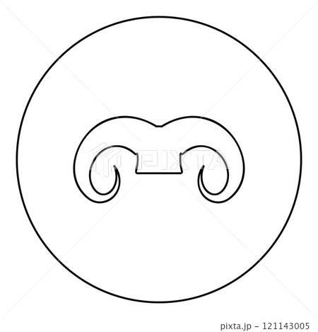 Ram horns farm animal concept icon in circle round black color vector illustration image outline contour line thin style 121143005