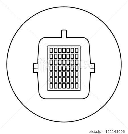 Box for domestic animal pet carrier case crate icon in circle round black color vector illustration image outline contour line thin style 121143006