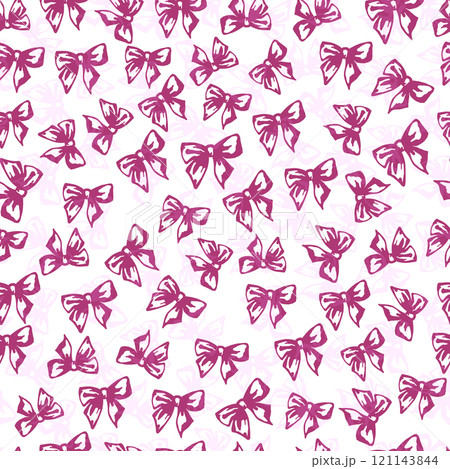 Bow seamless pattern of Coquette bows Vector Illustration Hand drawn silhouette ribbon print background. Bow seamless pattern of Coquette bows Vector Illustration Hand drawn silhouette ribbon print background. 121143844