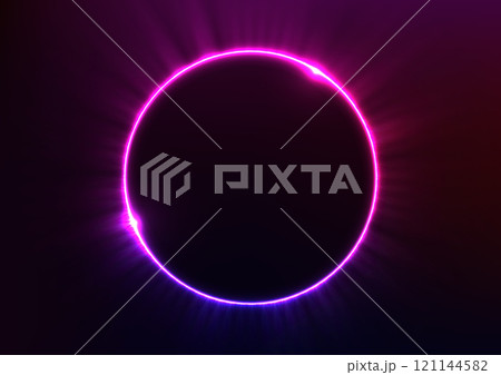 Dark art purple digital ring space light line background  121144582