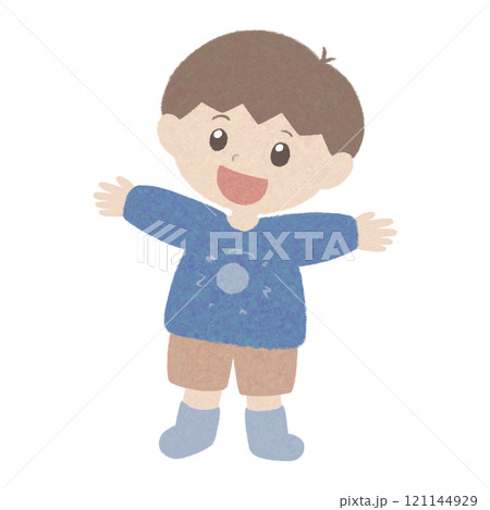 クレヨン風に描いた男の子のイラスト 121144929