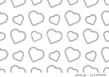 Seamless pattern of lace hearts for childrens coloring activities 121144930