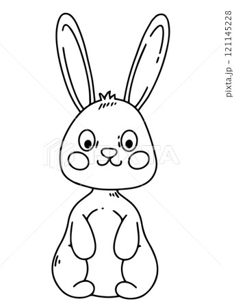 cute easter bunny, simple doodle style illustration cute easter bunny, simple doodle style illustration 121145228