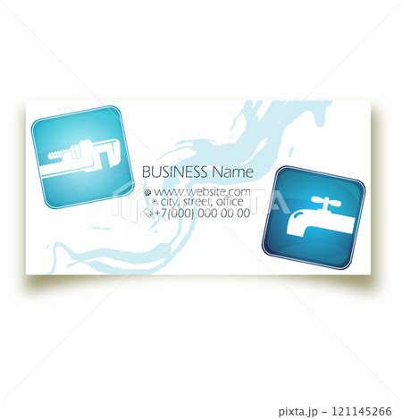 Water faucet and wrench, plumber business card Water faucet and wrench, plumber business card 121145266