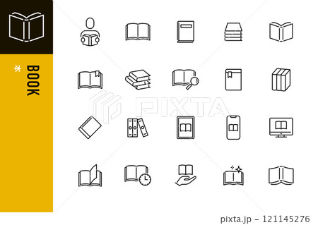 本のシンプルなラインアイコンセット 121145276