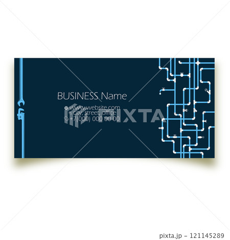 Water pipe system with valves, business card for plumbing repair and service Water pipe system with valves, business card for plumbing repair and service 121145289