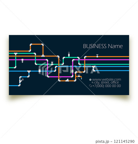 Water pipe system with valves, business card for plumbing repair Water pipe system with valves, business card for plumbing repair 121145290