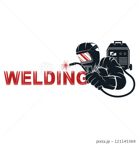 Welder with welding machine symbol for welding work Welder with welding machine symbol for welding work 121145369