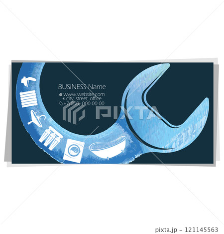Wrench and home plumbing business card Wrench and home plumbing business card 121145563
