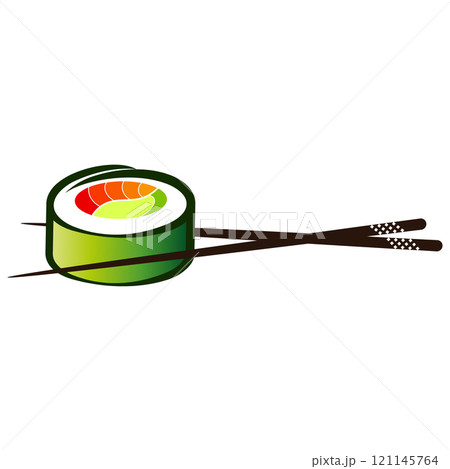 Rolls and sushi Japanese seafood food and chopsticks Rolls and sushi Japanese seafood food and chopsticks 121145764
