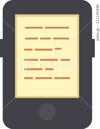 Mobile device featuring a vibrant yellow screen displaying text, representing activities like reading, browsing, and accessing information on a smartphone 121145896