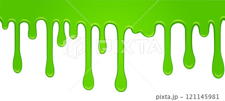 Seamless pattern of bright green dripping slime on white background, creating a sticky and gooey texture, ideal for halloween or any spooky project Seamless pattern of bright green dripping slime on white background, creating a sticky and gooey texture, ideal for halloween or any spooky project 121145981