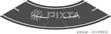 Winding road segment with central lines ensuring traffic flow and safety, ideal for urban planning, transportation, or infrastructure projects, symbolizing the journey, connectivity, and movement 121146012