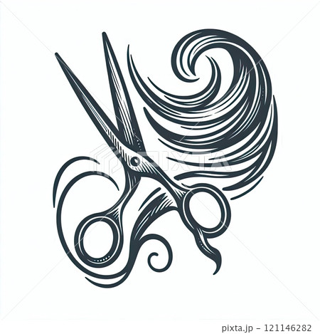 Vintage-Style Illustration of Crossed Scissors Icon for Barbershop or Sewing Theme with Generative AI. 121146282