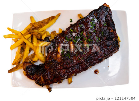 American style fried ribs with potatoes American style fried ribs with potatoes 121147304