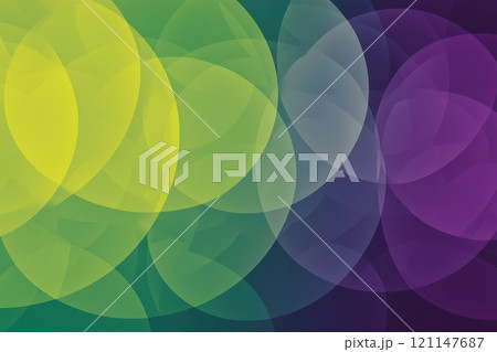 Abstract Glowing Circular Pattern with Overlapping Trailing Shapes for Vibrant Background and Design Use 121147687
