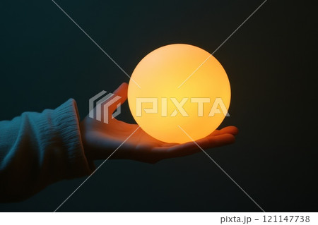 Human Hand Reaching Out to Touch a Glowing Orb...のイラスト素材 [121147738 ...