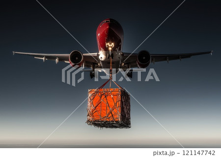 Stunning Side View of Aircraft Carrying Cargo 121147742
