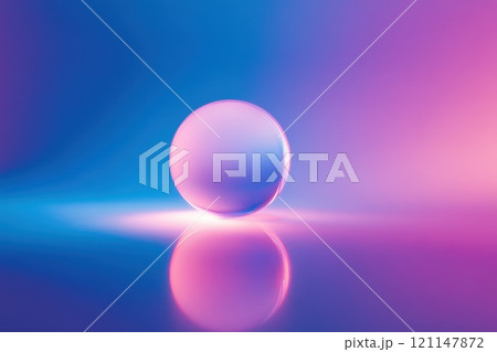 A clear sphere with a blue background 121147872