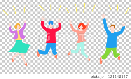 Illustration of multinational children jumping 121148157