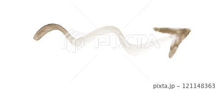 Minimalist brown watercolor arrow design on white background for trendy 121148363