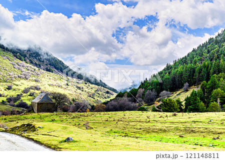 Montgarri Valley next to the Montgarri Sanctuary, located in the municipality of Alto Aran in the Lerida Pyrenees, Catalonia, Spain Montgarri Valley next to the Montgarri Sanctuary, located in the municipality of Alto Aran in the Lerida Pyrenees, Catalonia, Spain 121148811