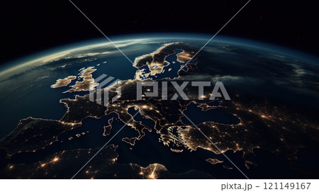 Image of earth from outer space. Generative AI 121149167