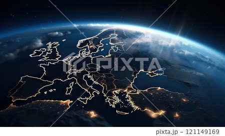Image of earth from outer space. Generative AI 121149169