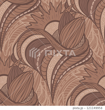 Mocha Mousse Color of the Year 2025 Abstract Wavy Line Art Vector Seamless Pattern for Wallpaper or Fabric Textile Design Mocha Mousse Color of the Year 2025 Abstract Wavy Line Art Vector Seamless Pattern for Wallpaper or Fabric Textile Design 121149958