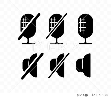 Microphone and speaker on and mute, graphic design. Sound, volume, audio and voice, vector design and illustration 121149970