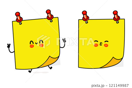 Sticker character. Vector hand drawn cartoon kawaii character illustration icon. Isolated on white background. Posted notes character concept 121149987