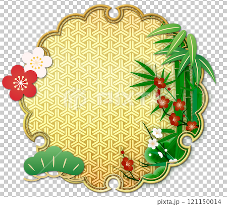 金色の雪輪と松竹梅の背景素材 金色の雪輪と松竹梅の背景素材 121150014