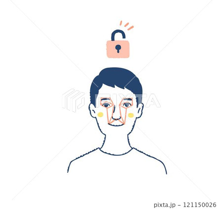 Face ID・顔認証をする男性 121150026